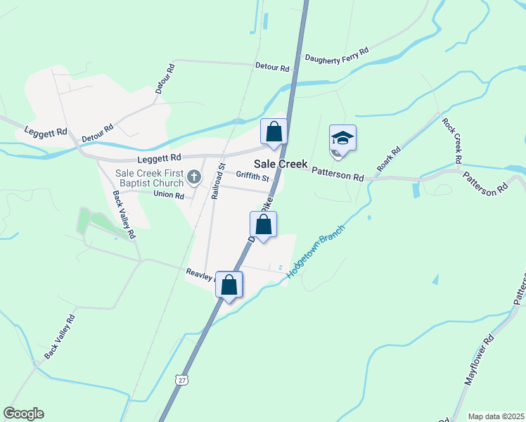 map of restaurants, bars, coffee shops, grocery stores, and more near in Sale Creek