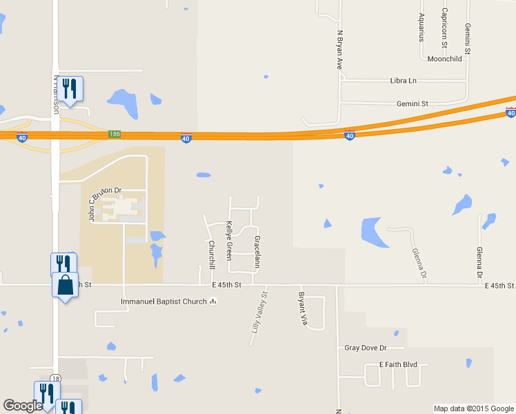map of restaurants, bars, coffee shops, grocery stores, and more near 4621 Gracelann in Shawnee