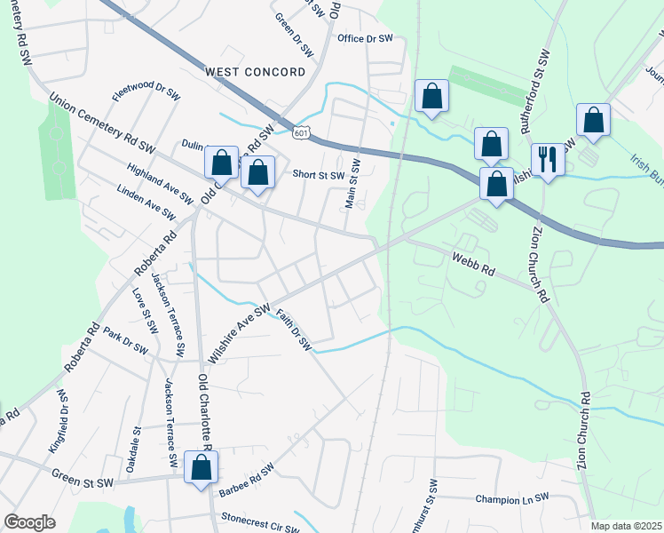 map of restaurants, bars, coffee shops, grocery stores, and more near 662 Wilshire Ave SW in Concord