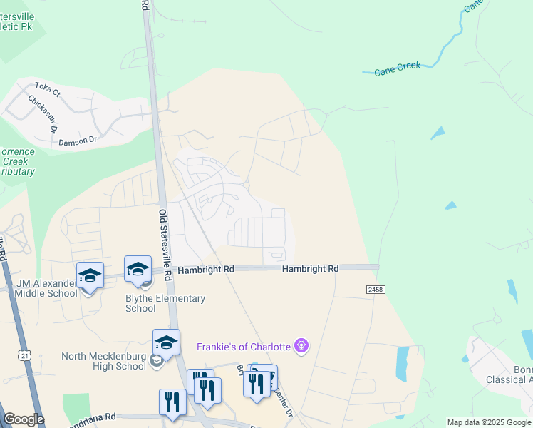 map of restaurants, bars, coffee shops, grocery stores, and more near 13536 Bryton Gap Boulevard in Huntersville
