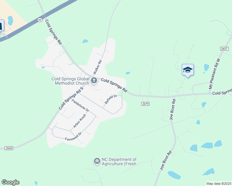 map of restaurants, bars, coffee shops, grocery stores, and more near 2706 Byfield Drive in Concord
