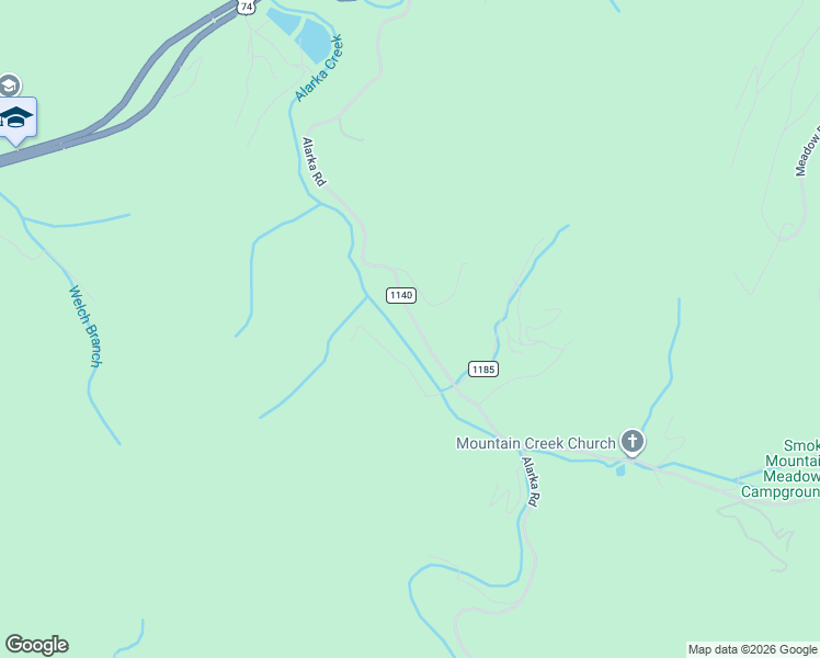 map of restaurants, bars, coffee shops, grocery stores, and more near 188 Lee Cochran Road in Bryson City