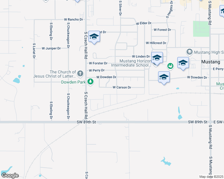 map of restaurants, bars, coffee shops, grocery stores, and more near 706 West Carson Drive in Mustang