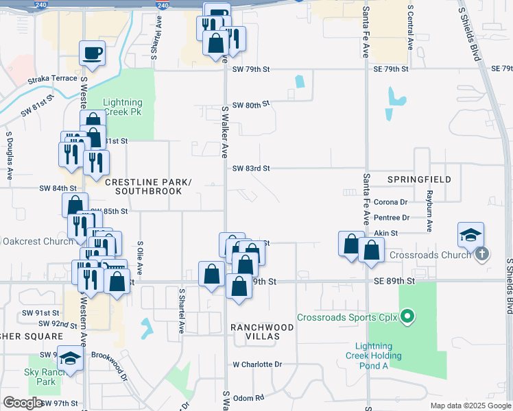 map of restaurants, bars, coffee shops, grocery stores, and more near in Oklahoma City