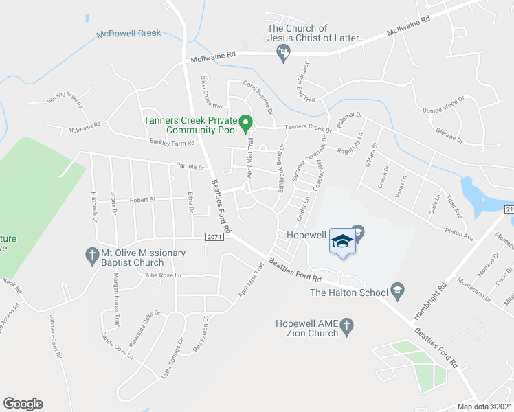 map of restaurants, bars, coffee shops, grocery stores, and more near 7115 April Mist Trail in Huntersville