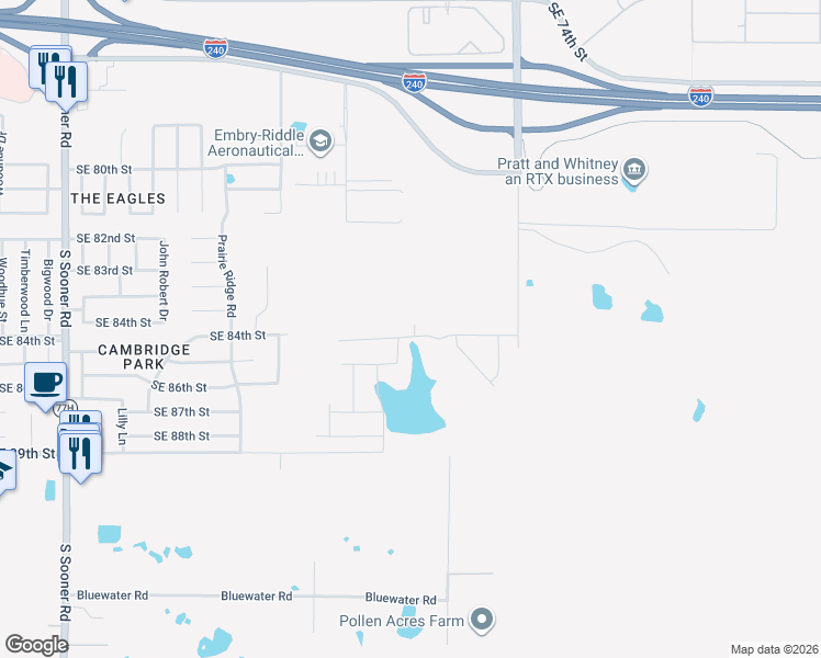 map of restaurants, bars, coffee shops, grocery stores, and more near 8155-8999 South Air Depot Boulevard in Oklahoma City