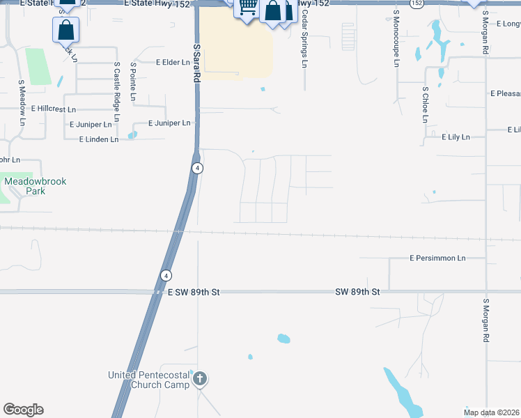 map of restaurants, bars, coffee shops, grocery stores, and more near 531 South Monocoupe Lane in Mustang