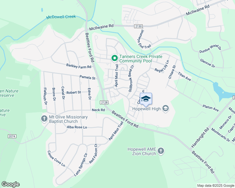 map of restaurants, bars, coffee shops, grocery stores, and more near 6914 Cascade Dream Court in Huntersville