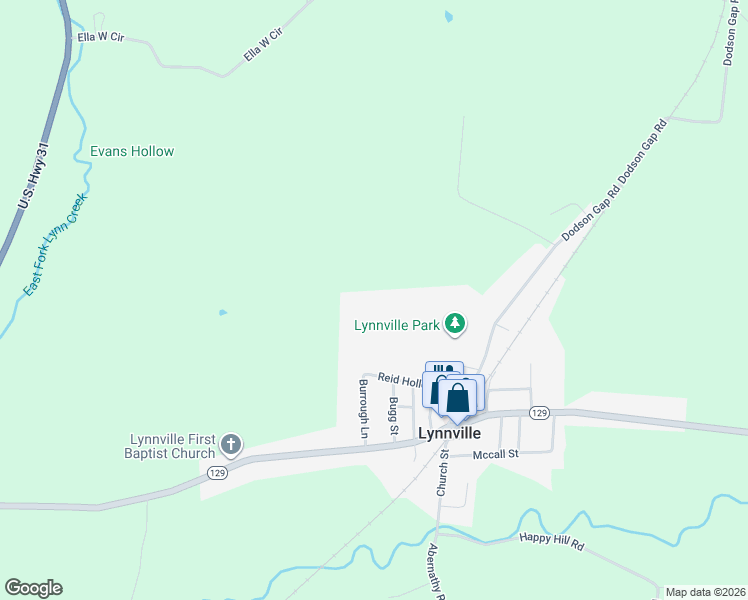 map of restaurants, bars, coffee shops, grocery stores, and more near 344 Reid Hollow Road in Lynnville