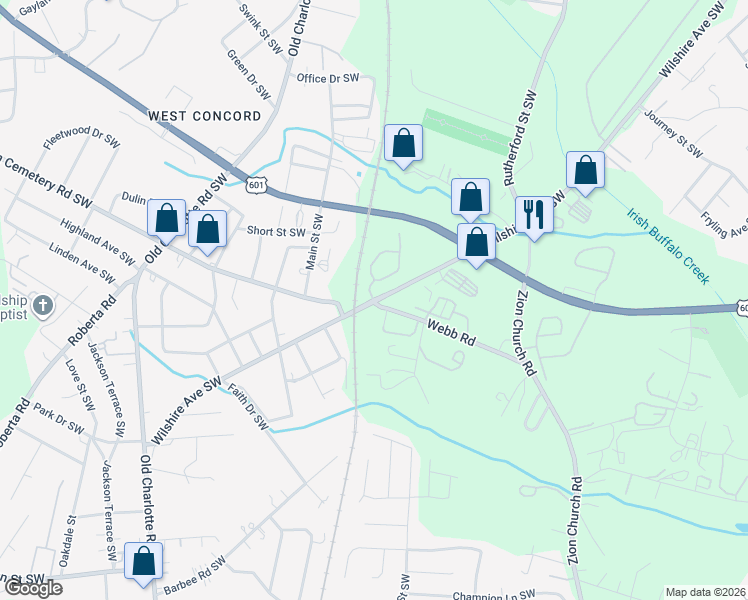 map of restaurants, bars, coffee shops, grocery stores, and more near 70 Concord Chase Circle Southwest in Concord