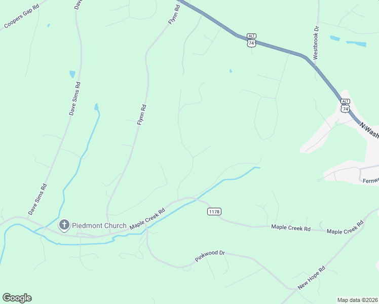 map of restaurants, bars, coffee shops, grocery stores, and more near Hill Road in Rutherfordton
