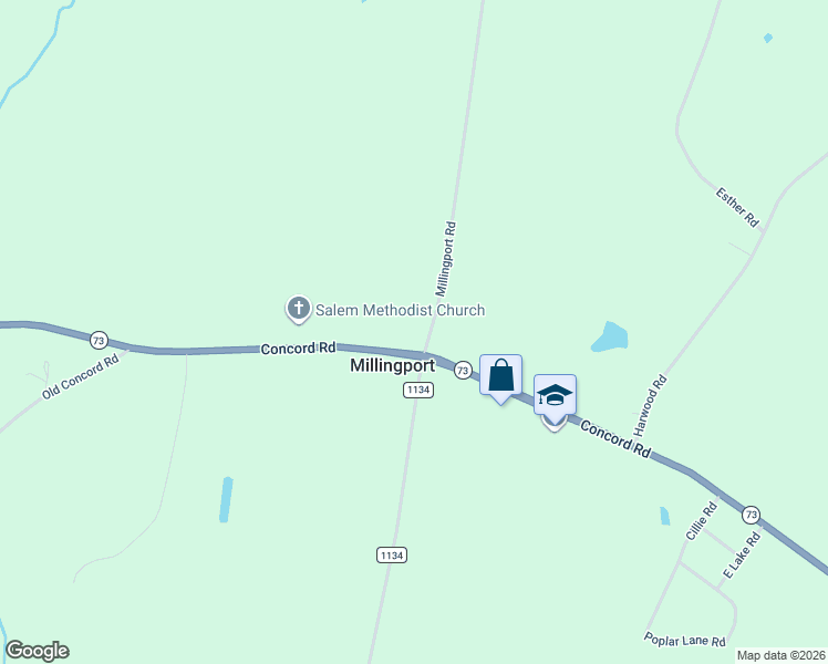 map of restaurants, bars, coffee shops, grocery stores, and more near 32565 Millingport Road in New London