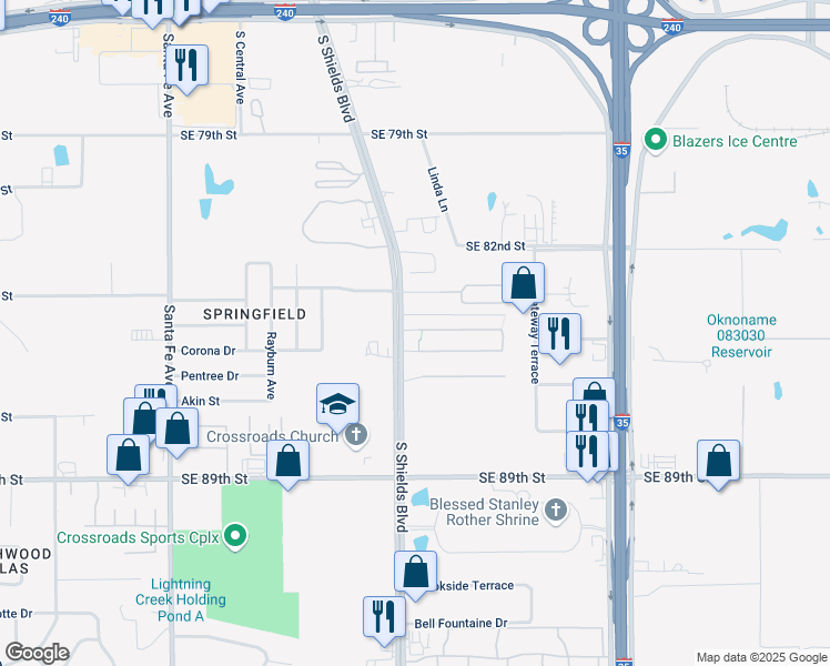 map of restaurants, bars, coffee shops, grocery stores, and more near 520 Helm Parkway in Oklahoma City
