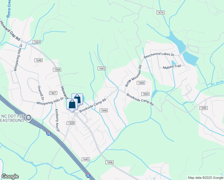 map of restaurants, bars, coffee shops, grocery stores, and more near 969 Brookside Camp Road in Hendersonville