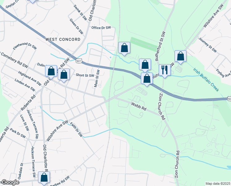 map of restaurants, bars, coffee shops, grocery stores, and more near 60 Concord Chase Circle Southwest in Concord