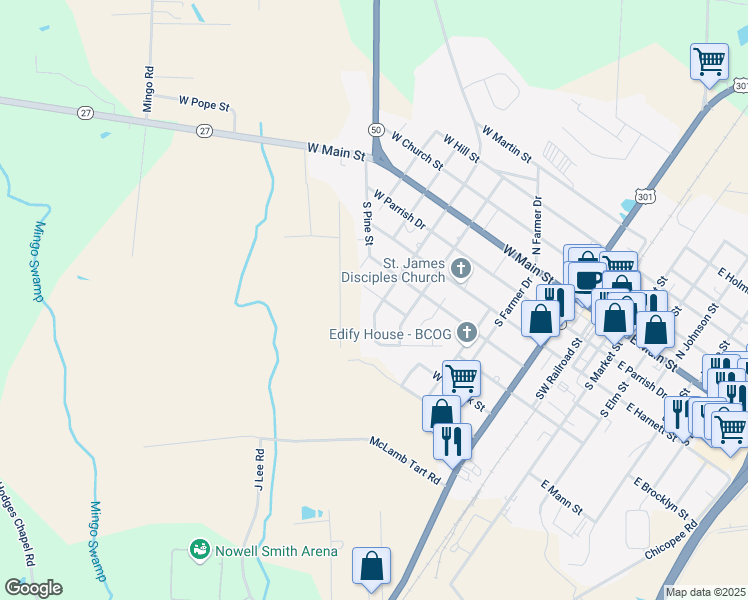 map of restaurants, bars, coffee shops, grocery stores, and more near 536 South Lincoln Street in Benson