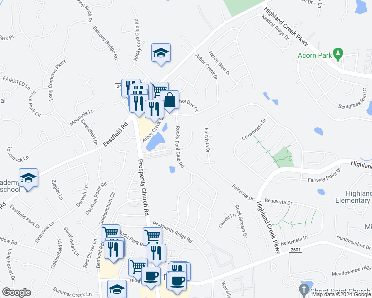 map of restaurants, bars, coffee shops, grocery stores, and more near 8810 Beaver Creek Drive in Charlotte
