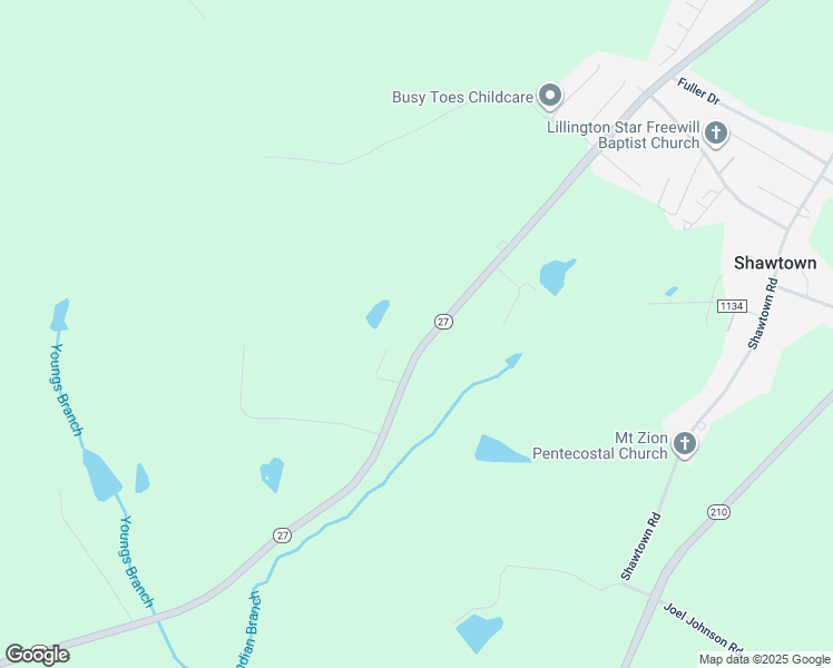map of restaurants, bars, coffee shops, grocery stores, and more near 2198 North Carolina 27 in Lillington
