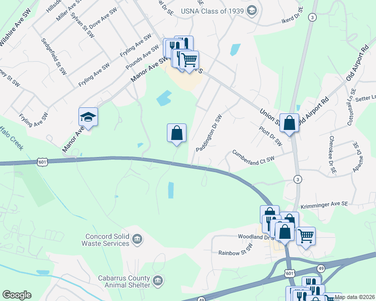 map of restaurants, bars, coffee shops, grocery stores, and more near 995 Warren Coleman Boulevard in Concord