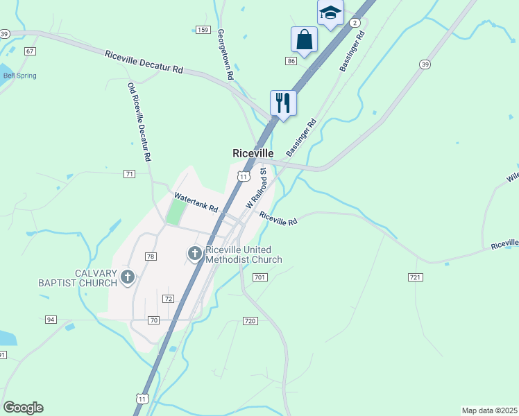 map of restaurants, bars, coffee shops, grocery stores, and more near 137 County Road 741 in Riceville