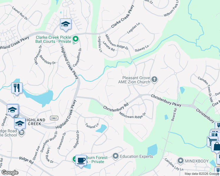 map of restaurants, bars, coffee shops, grocery stores, and more near 8012 Leonine Court in Charlotte