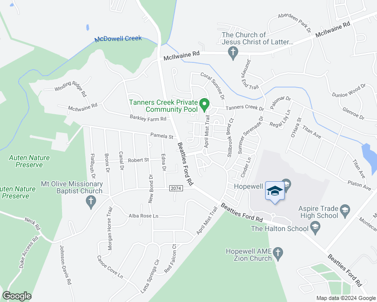 map of restaurants, bars, coffee shops, grocery stores, and more near 6717 Mountain Majesty Way in Huntersville
