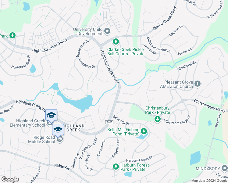 map of restaurants, bars, coffee shops, grocery stores, and more near 5819 Graburn's Ford Drive in Charlotte