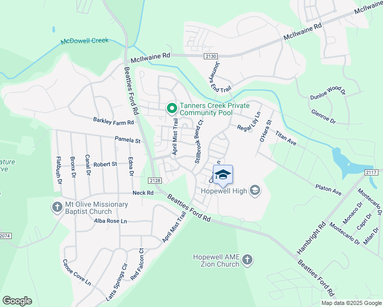 map of restaurants, bars, coffee shops, grocery stores, and more near 6927 Cascade Dream Court in Huntersville