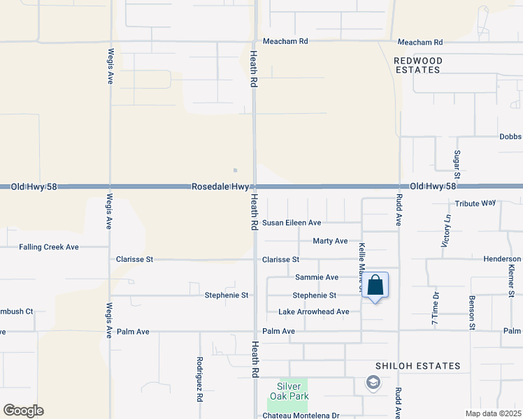 map of restaurants, bars, coffee shops, grocery stores, and more near 2415 Maurissa Court in Bakersfield