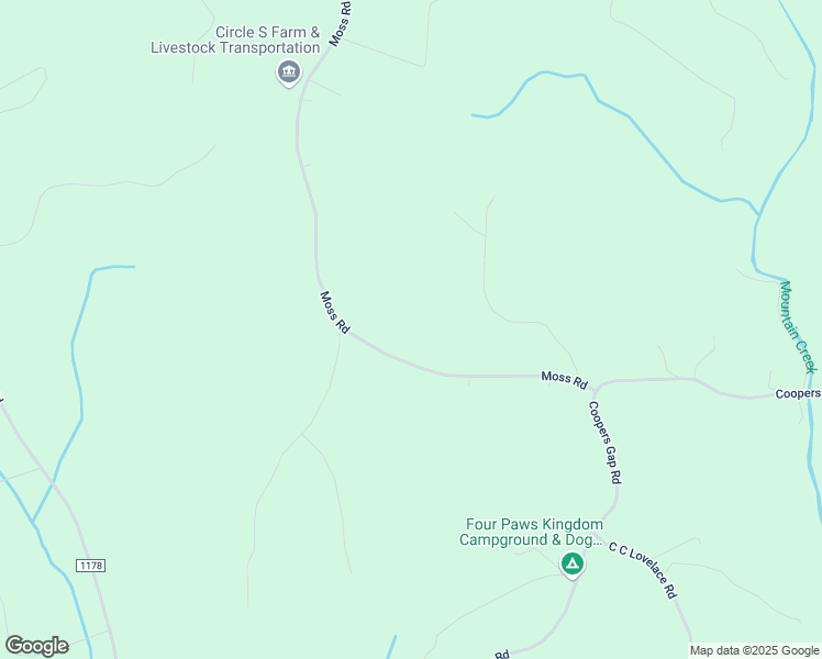 map of restaurants, bars, coffee shops, grocery stores, and more near 1175 Moss Road in Rutherfordton