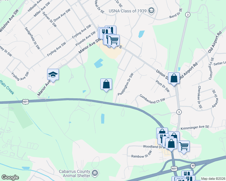 map of restaurants, bars, coffee shops, grocery stores, and more near 995 Warren Coleman Boulevard in Concord