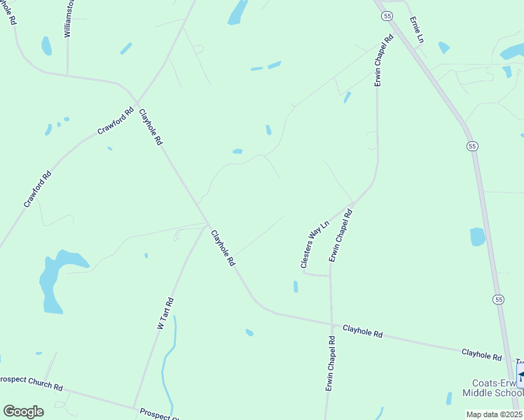 map of restaurants, bars, coffee shops, grocery stores, and more near 1280 Clayhole Road in Dunn