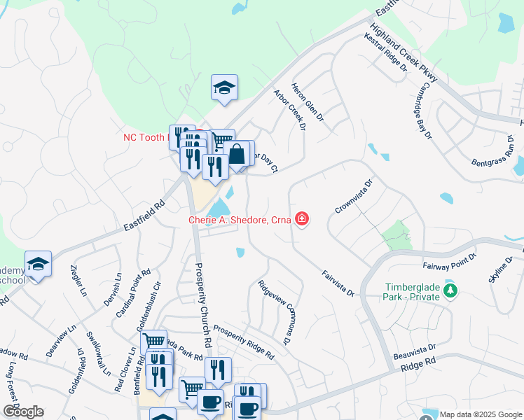 map of restaurants, bars, coffee shops, grocery stores, and more near 8806 Beaver Creek Drive in Charlotte