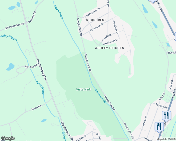 map of restaurants, bars, coffee shops, grocery stores, and more near 1867 Snuggs Park Road in Albemarle