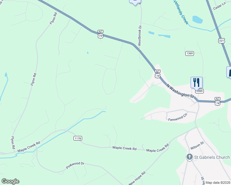 map of restaurants, bars, coffee shops, grocery stores, and more near 256 Silverplate Grill Road in Rutherfordton