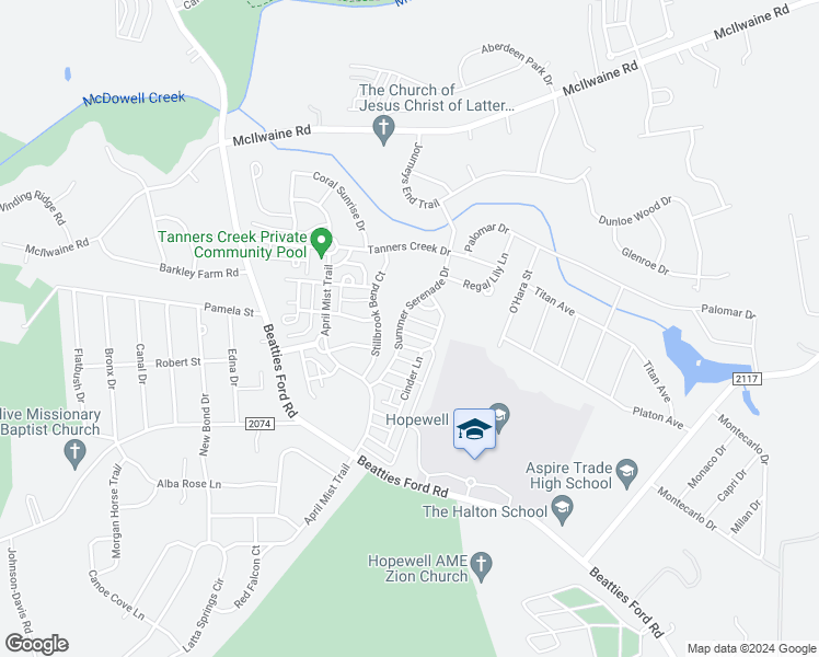 map of restaurants, bars, coffee shops, grocery stores, and more near 9717 Tidal Court in Huntersville