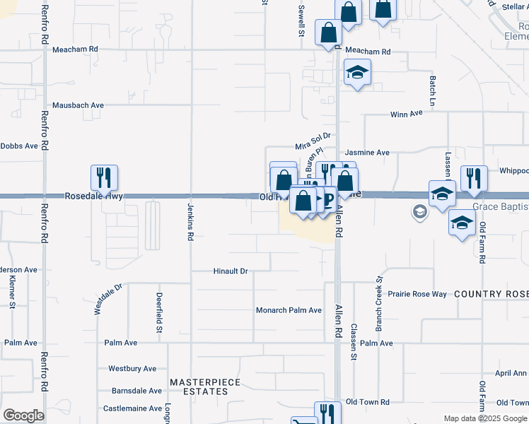 map of restaurants, bars, coffee shops, grocery stores, and more near 13208 Induran Drive in Bakersfield