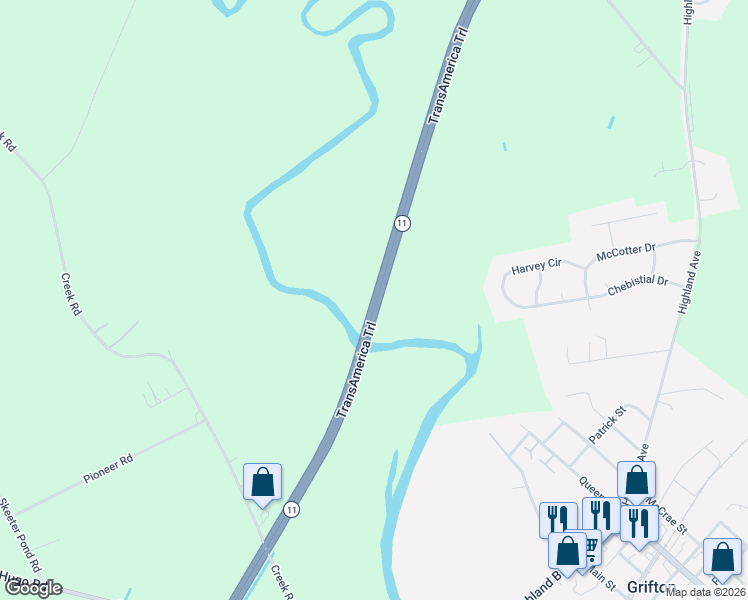 map of restaurants, bars, coffee shops, grocery stores, and more near North Carolina 11 in Grifton