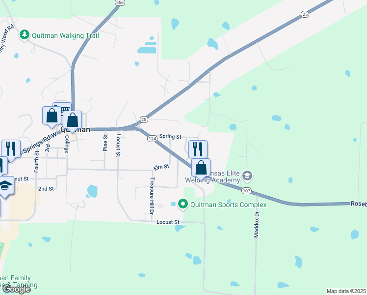 map of restaurants, bars, coffee shops, grocery stores, and more near 79 Spring Street in Quitman