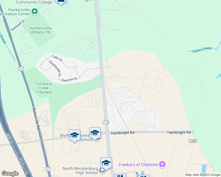 map of restaurants, bars, coffee shops, grocery stores, and more near 12000 Old Statesville Road in Huntersville