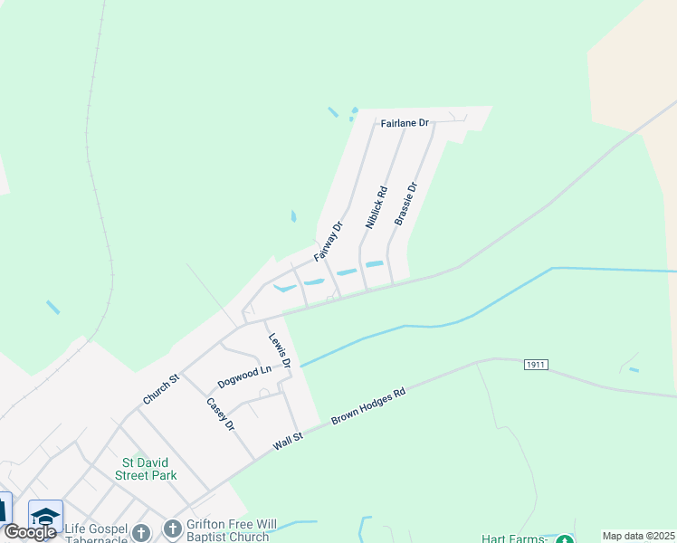 map of restaurants, bars, coffee shops, grocery stores, and more near 6433 Country Club Drive in Grifton