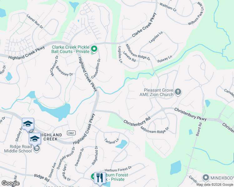 map of restaurants, bars, coffee shops, grocery stores, and more near 6040 Graburn's Ford Drive in Charlotte