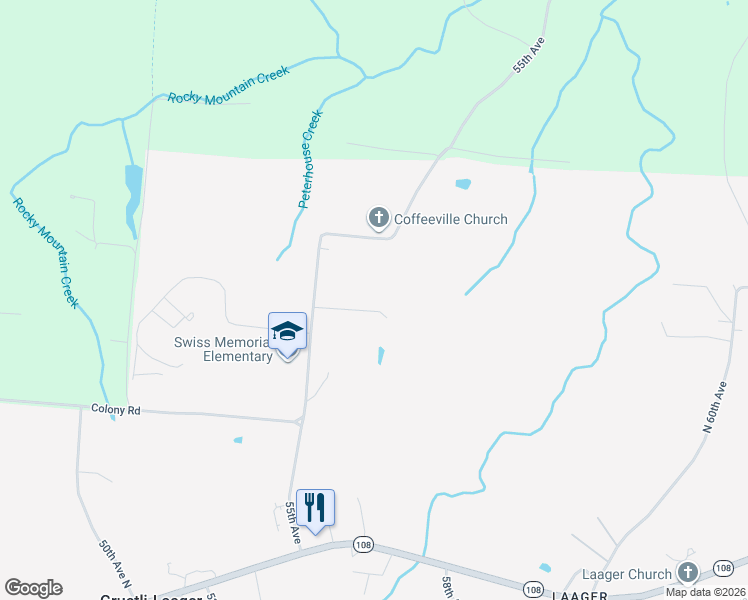 map of restaurants, bars, coffee shops, grocery stores, and more near 141 Suter Road in Gruetli-Laager