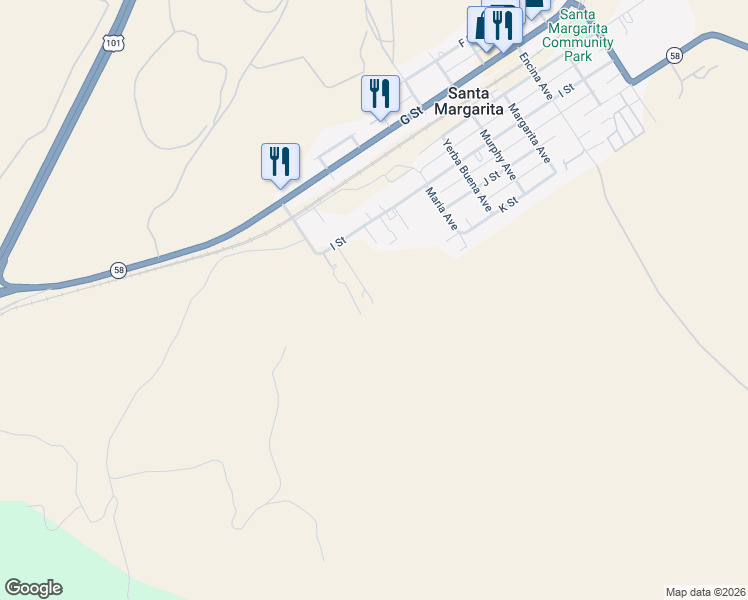 map of restaurants, bars, coffee shops, grocery stores, and more near 22937 I Street in Atascadero