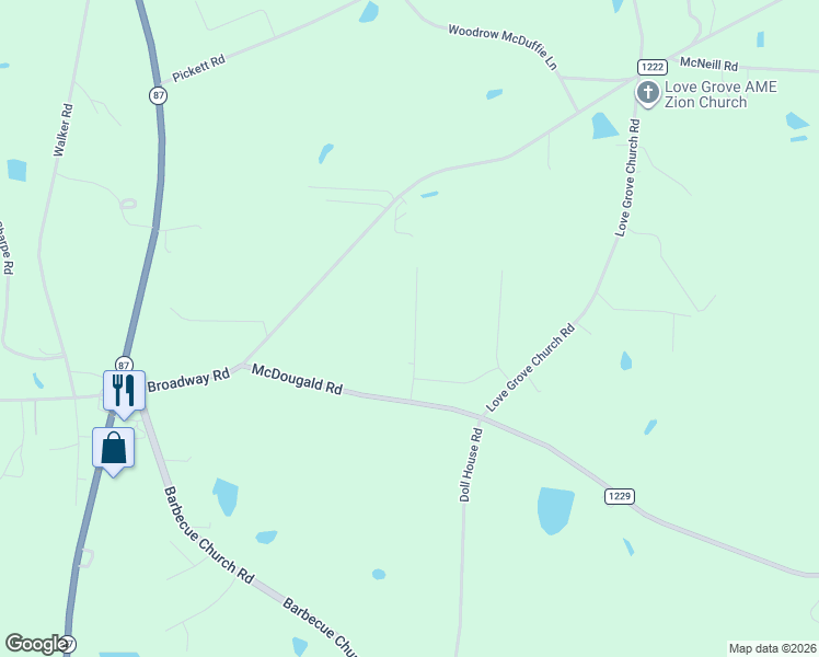 map of restaurants, bars, coffee shops, grocery stores, and more near 15688 McDougald Rd in Sanford