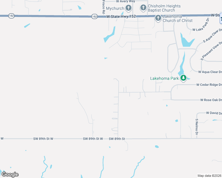 map of restaurants, bars, coffee shops, grocery stores, and more near 917 South Spring Creek Drive in Mustang