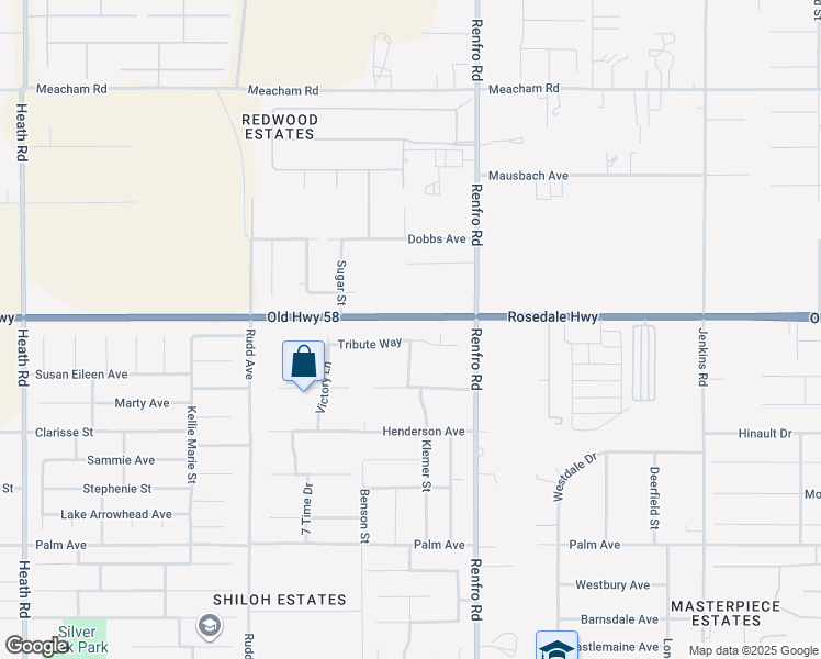 map of restaurants, bars, coffee shops, grocery stores, and more near 14619 Rosedale Highway in Bakersfield
