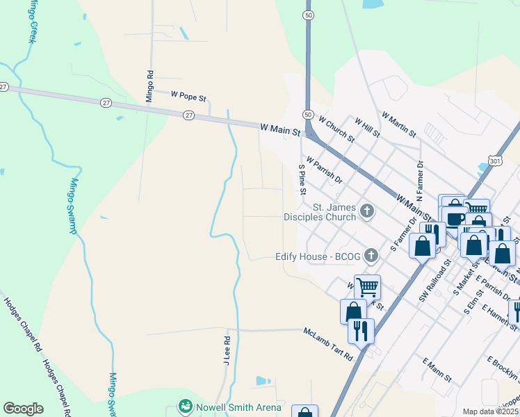 map of restaurants, bars, coffee shops, grocery stores, and more near 145 Benson Village Drive in Benson