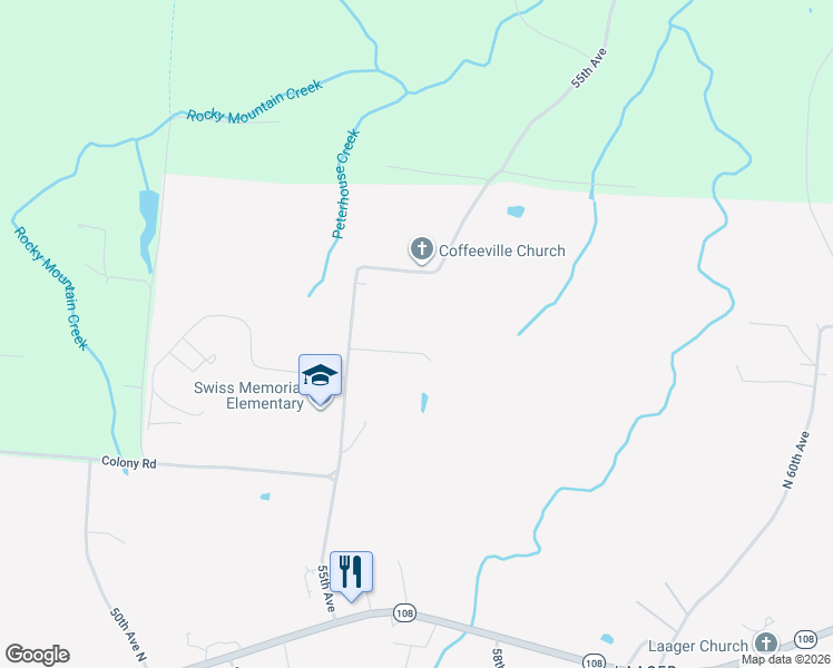 map of restaurants, bars, coffee shops, grocery stores, and more near 141 Suter Road in Gruetli-Laager