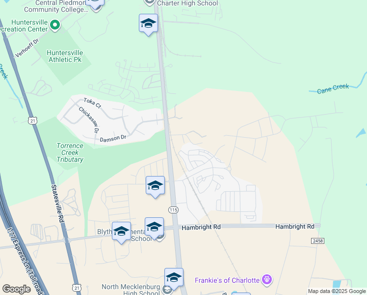 map of restaurants, bars, coffee shops, grocery stores, and more near 12000 Old Statesville Road in Huntersville